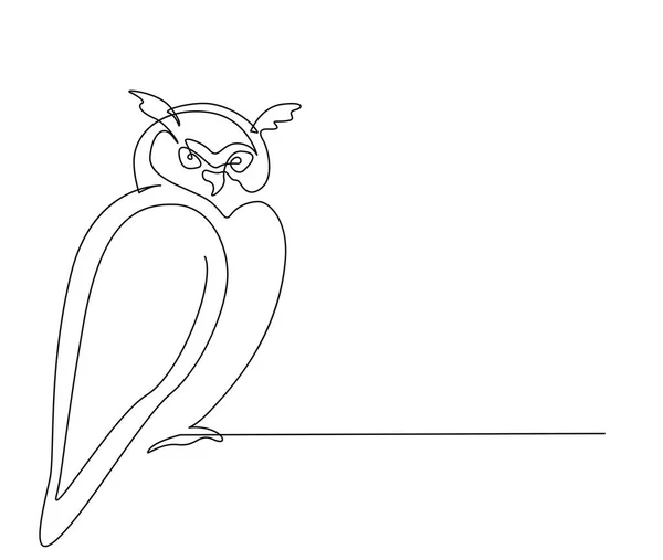 Dessin Continu Une Ligne Oiseau Hibou Illustration Vectorielle Art Ligne — Image vectorielle
