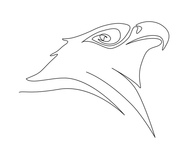 Sürekli Olarak Kartal Kafası Çizimi Basit Falcon Baş Çizgisi Sanat — Stok Vektör