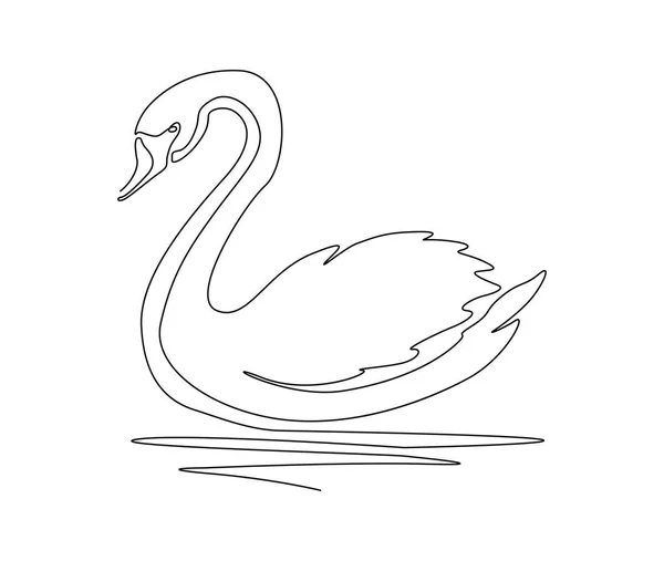 Непрерывный Однострочный Рисунок Немого Лебедя Простая Векторная Иллюстрация Контура Лебедя — стоковый вектор