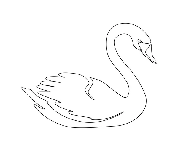 ミュート白鳥の連続1行の図面 単純な白鳥の輪郭ベクトル図 — ストックベクタ