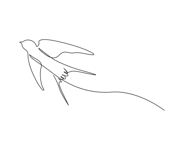Desenho Contínuo Uma Linha Pássaro Andorinha Voador Desenho Simples Andorinha — Vetor de Stock