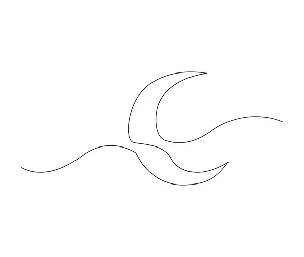 Kontinuierliche Linienzeichnung Der Mondsichel Für Das Ramadhan Element Einfache Mondsichel — Stockvektor