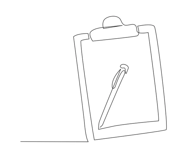クリップボードとペンの連続1行の図面 簡単なクリップボードラインアートベクトルイラスト 編集可能なストローク ストックイラスト