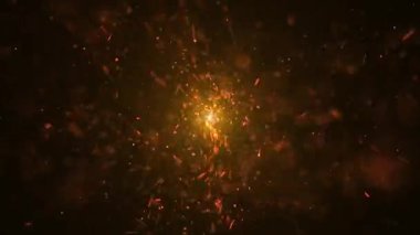 Parlayan kırmızı kıvılcımlar havai fişek maytapından yayılıyor ve patlıyor. Tam HD havai fişek hareketi arkaplan canlandırması.