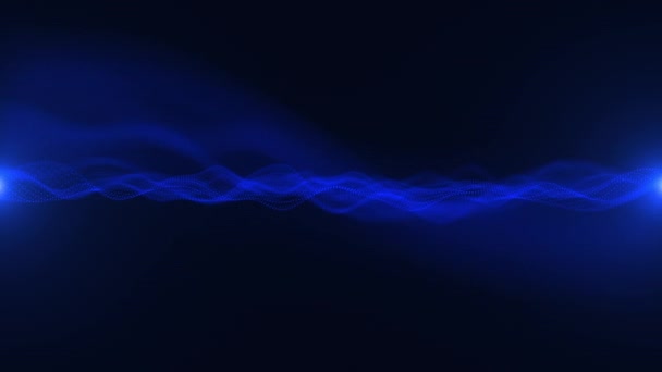 Parçacıkların Hafif Dalgalanan Elektrik Mavi Fraktal Işık Dalgası Animasyonu Teknolojinin — Stok video