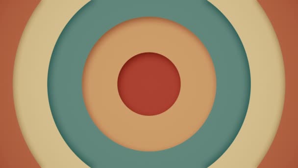 Trendy Retro Papercut Background Gently Moving Concentric Circles Warm Vintage — Stock Video