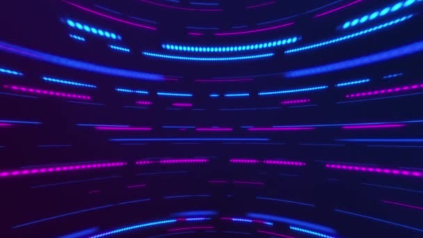 Trendiger Cyberpunk Hintergrund Mit Leuchtenden Rosa Und Blauen Neonlinien Gestrichelten — Stockvideo