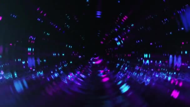 Abstrakte Partikelhintergrund Mit Rotierenden Glühend Bunten Rosa Und Blauen Partikeln — Stockvideo