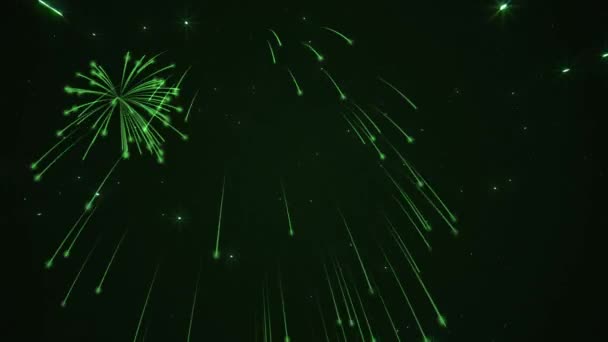 Saint Patrick Day Firande Fyrverkeri Bakgrund Med Exploderande Gröna Fyrverkerier — Stockvideo