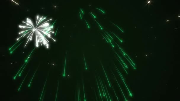 Saint Patrick Day Celebration Firework Display Background Exploding Fireworks Irish — Stock Video