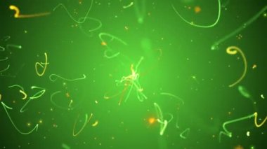 Eğlence partisi ve kutlama hareketi arka plan animasyonu dans, parlayan yeşil ve altın ışık ve flamalarla. Tam HD, döngülü Aziz Patrick Günü parti geçmişi.
