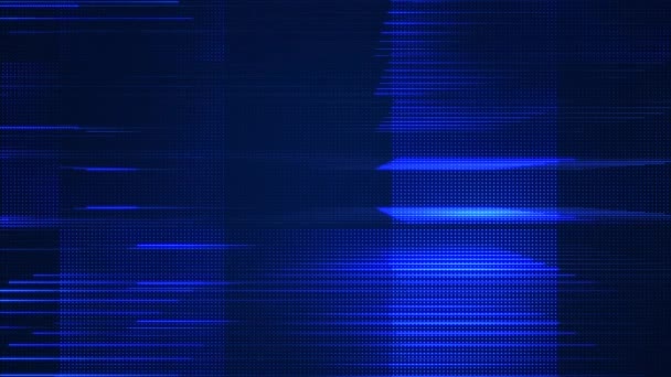 Abstraktní Pozadí Modré Technologie Zářící Mřížkou Čar Teček Digitálních Datových — Stock video