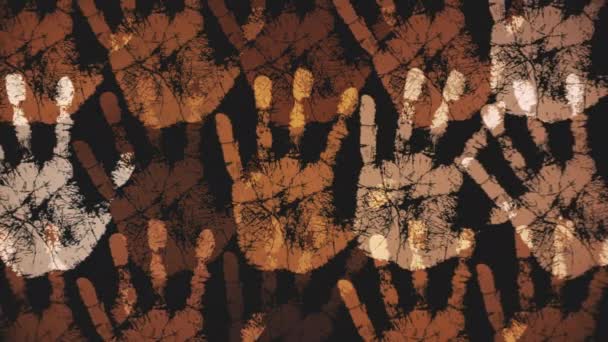 Abstract Patroon Achtergrond Met Een Verzameling Handafdrukken Van Verschillende Huidskleuren — Stockvideo