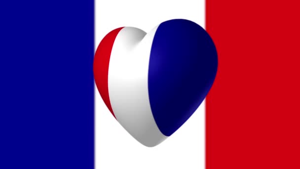 Spinning Heart Colors Blue White Red French Tricolor Flag Celebrate — Stock Video