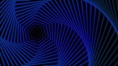 Basit minimalist mavi geometrik arkaplan. Altıgen şekilleri hafifçe yayıp büküyor. Bu soyut spiral hareket arkaplan animasyonu tam HD ve kusursuz bir döngüdür.
