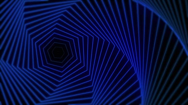 Простой Минималистский Синий Геометрический Фон Мягко Излучаемыми Скручивающимися Шестиугольными Фигурами — стоковое видео