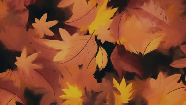 Abstrakcyjna Jesienna Teksturowana Animacja Tła Delikatnie Szeleszczącymi Złotymi Czerwonymi Liśćmi — Wideo stockowe