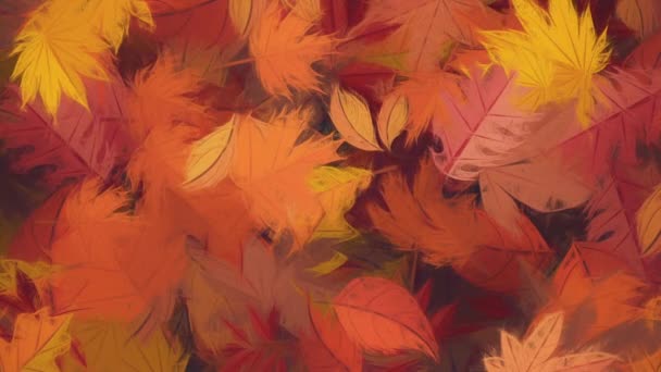 Abstraktní Podzimní Texturovaná Animace Pozadí Jemně Šustícími Zlatavě Červenými Podzimními — Stock video