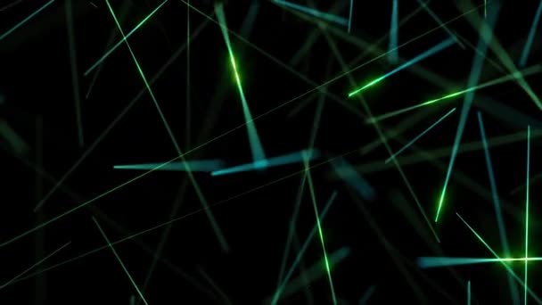 Žhnoucí Zelené Modré Laserové Paprsky Pozadí Pohybu Blikajícími Rychle Pohybujícími — Stock video