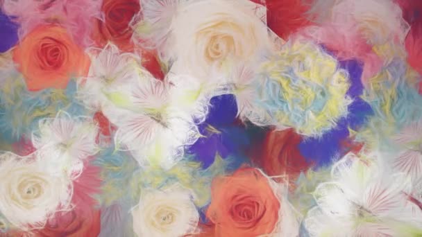 Abstract Floral Motion Background Animation Style Watercolor Painting Flowers Include — Wideo stockowe