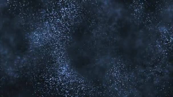 Abstract Vloeiende Blauwe Deeltjes Beweging Achtergrond Animatie Met Ondiepe Scherptediepte — Stockvideo