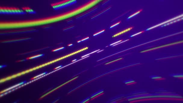 Modne Tło Cyberpunkowe Retro Świecącymi Neonami Przerwanymi Liniami Kropkami Poruszającymi — Wideo stockowe