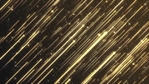 Abstracte Achtergrond Animatie Met Glinsterende Glanzende Gouddeeltjes Vallende Gouden Sterren — Stockvideo