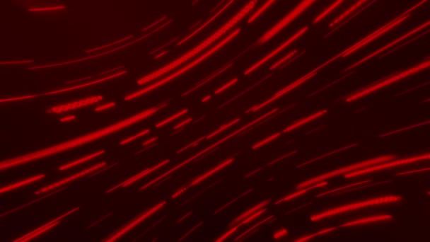 Świecące Czerwone Neony Przerwane Linie Kropki Poruszające Się Przekątnej Klatki — Wideo stockowe