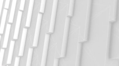 Testereli testere deseni, şekilleri ve telli çizgileri tekrarlayan temiz, soyut bir geometrik arkaplan. Şirket veya teknoloji videoları için uygun döngü, tam HD hareket arkaplanı.