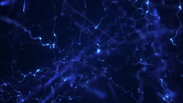 Αφηρημένο Φόντο Λαμπερό Μπλε Ακτίνες Φωτός Ενέργειας Και Εκρηγνυόμενα Σωματίδια — Αρχείο Βίντεο