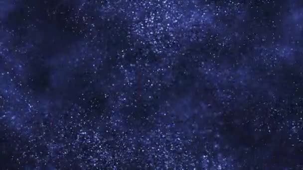 Абстрактные Струящиеся Голубые Частицы Движутся Фоновая Анимация Малой Глубиной Резкости — стоковое видео