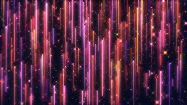 Animazione Astratta Sfondo Con Scintillanti Particelle Multicolori Brillanti Stelle Cadenti — Video Stock