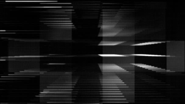 时尚抽象的黑白技术背景 由发光的线条 圆点和数字数据粒子组成的网格 这个现代简约运动背景是完整的Hd和无缝循环 — 图库视频影像