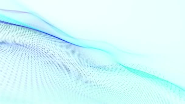 Minimalistische Bewegingsachtergrond Met Een Elegant Vloeiende Blauw Groene Digitale Fractale — Stockvideo