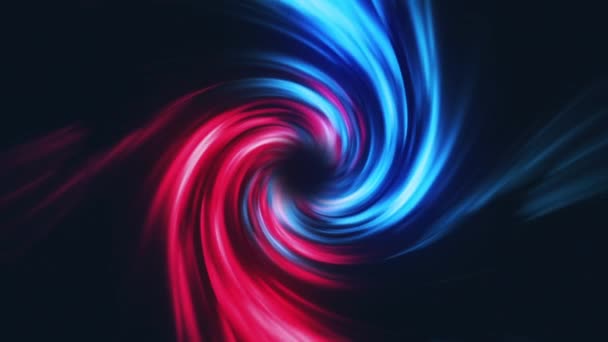 Snurra Neon Färgade Blå Och Röda Spiral Ljusvågor Bakgrund Full — Stockvideo