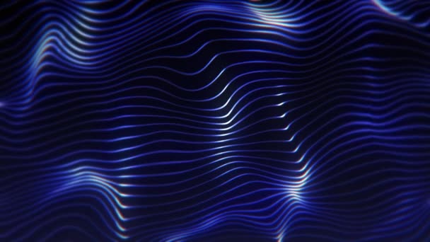 Suavemente Fluindo Linhas Onduladas Azuis Brilhantes Full Looping Abstrato Onda — Vídeo de Stock