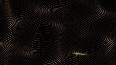 Nazikçe akan parlak altın dalgalı çizgiler. Tam HD ve soyut dalga şablonu arkaplan canlandırması.