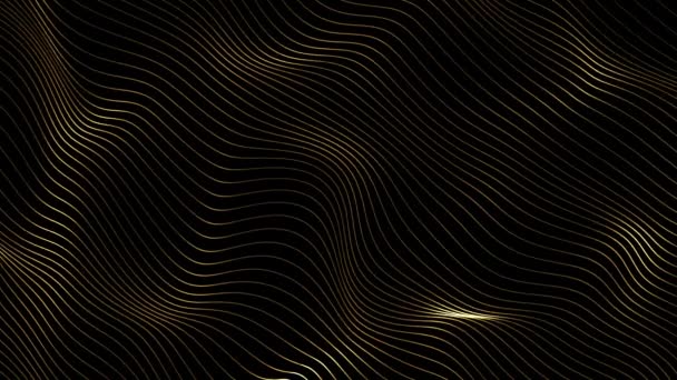 Suavemente Fluindo Linhas Onduladas Douradas Brilhantes Full Looping Abstrato Onda — Vídeo de Stock