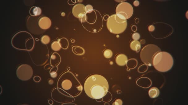 Abstract Retro Bokeh Background Brown Beige Shiny Spheres Ring Squiggles — Stock Video