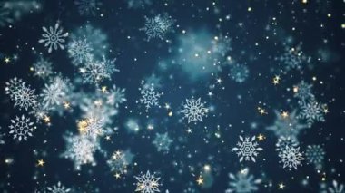 Renkli bokeh küreleri, parlak altın yıldızlı arka plan animasyonları. Bu şenlikli Noel arka planı tam bir HD ve kusursuz bir döngü..