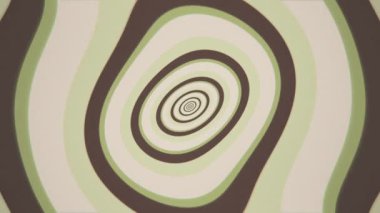 1970 'lerin modası geçmiş, renkli, eski renklerle yanıp sönen daireleri olan, kahverengi, bej ve yeşil renkli geometrik arka plan. Bu tarz hareketli arka plan animasyonu 4K ve pürüzsüz bir döngü.