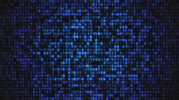 Realistic Crt Monitor Styled Blue Binary Code Motion Background Animation — Stock Video
