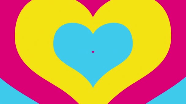 Повторяющийся Узор Ярких Красочных Валентинов Любит Сердца Милый Многоцветный Туннель — стоковое видео