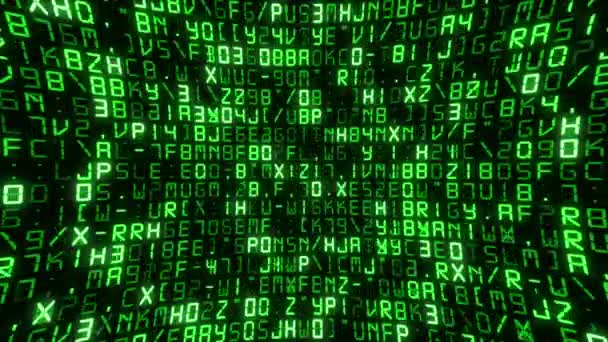 Тло Матриці Руху Цифрового Коду Кодування Літер Цифр Знаків Пунктуації — стокове відео