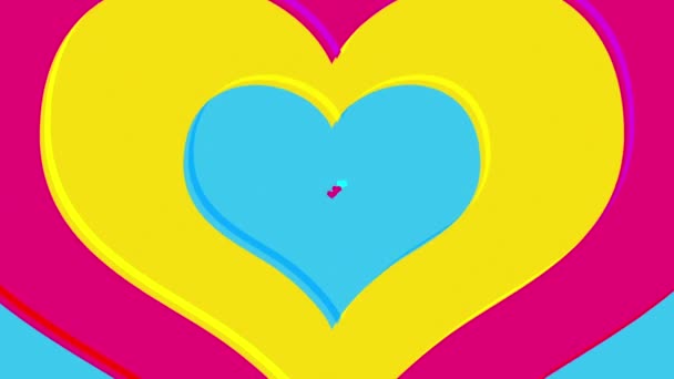 Ένα Επαναλαμβανόμενο Μοτίβο Ζωηρών Πολύχρωμων Καρδιών Του Αγίου Βαλεντίνου Χαριτωμένο — Αρχείο Βίντεο