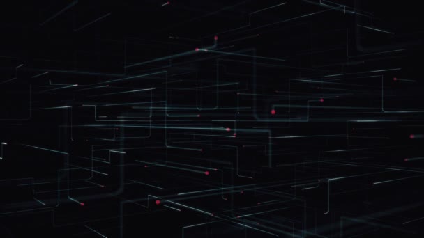 Abstract Tech Printplaat Vormgegeven Achtergrond Met Snel Bewegende Nodes Streamen — Stockvideo
