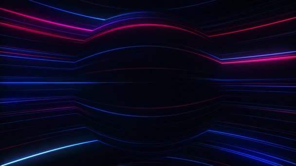 Trendy Cyberpunk Achtergrond Met Gloeiende Roze Blauwe Neon Lichtstralen Die — Stockvideo