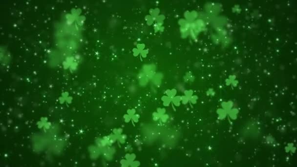 Щасливі Шахраї Блискучі Зірки Сяючі Блискучі Частинки Темно Зеленому Градієнтному — стокове відео