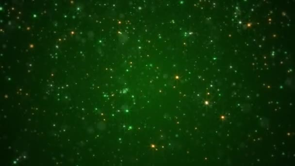 Irlandzkie Tło Kolorów Błyszczącymi Zielonymi Białymi Złotymi Gwiazdami Cząstkami Glitzy — Wideo stockowe