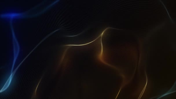 Elegante Fluxo Ondulação Neon Colorido Ouro Azul Brilhante Fractal Animação — Vídeo de Stock